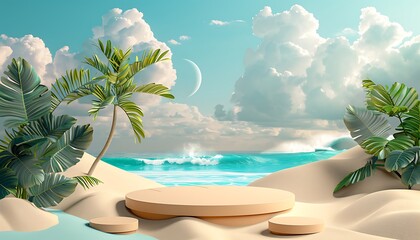 Wall Mural - Vacation Stage with Sea Background