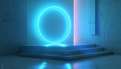 Poster - 3D Podium with Light Effect Background