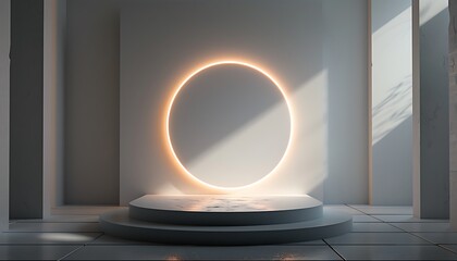 Poster - Glowing Circle Platform in Studio
