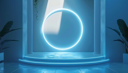 Poster - 3D Light Podium with Abstract Background