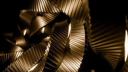 Aufkleber - Abstract spinning bronze metal spiral, hypnotic effect. Design. Endless rotation of metal ribbons.