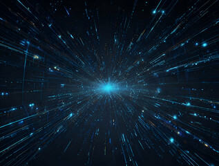 Wall Mural - abstract wireframe background explosion of blue lights background