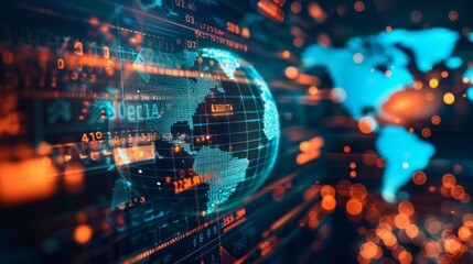 Poster - economic growth is propelled by advanced data analysis in finance and technology, transforming globa