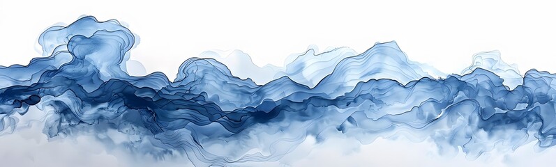 Wall Mural - blue watercolor wave on white background