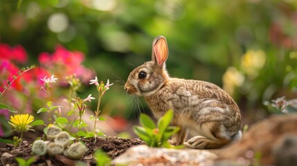 Easter Bunny in a natural garden