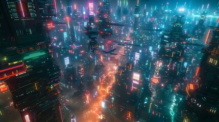 Futuristic glittering in space on black background.