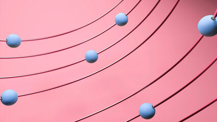 Aufkleber - rolling 3d balls on metal lines. design. balls move along trajectory of bending metal lines. 3d cons