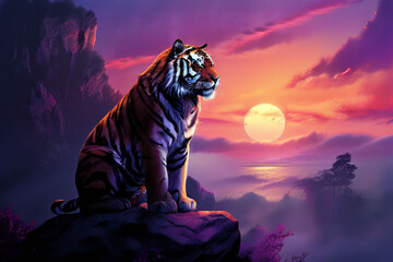 tiger in the night sky
