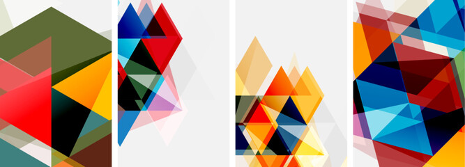 Poster - Colorful bright triangles with various colors and transparencies. Vector illustration For Wallpaper, Banner, Background, Card, Book Illustration, landing page