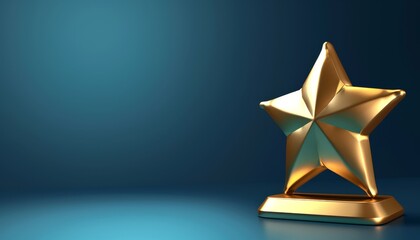 Wall Mural - blue background with golden star trophy