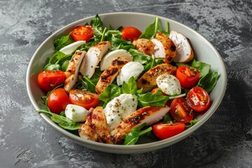 Wall Mural - Chicken mozzarella and cherry tomato salad from above