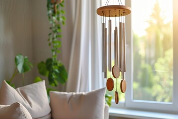 Canvas Print - Close up of wind chime in bright living room