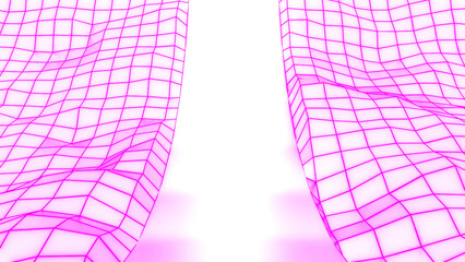 Poster - Abstract grid surface with rotation on a white background. Motion. Spinning squared texture.