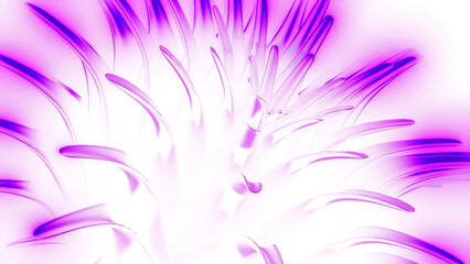 Poster - Splashes of moving pattern with spikes. Design. Abstract animation of blooming 3d flower. Moving ball with spikes