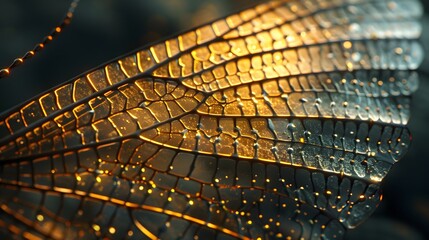 a macro shot of an insect's wing, centered with intricate details and ample copy space.
