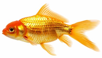 Goldfish alone on white background