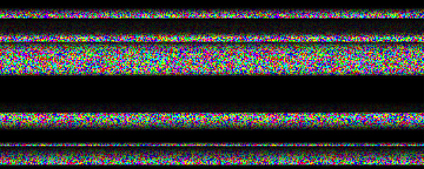 Poster - TV static noise background. Glitched white noise texture. VHS video signal with black stripes, interferences or glitches. Pixelated screen grain for poster, banner. Television screen backdrop. Vector