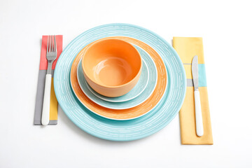 Wall Mural - Colorful Place Setting with Fork and Knife