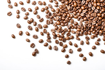 Sticker - Coffee Beans Scattered on White Background