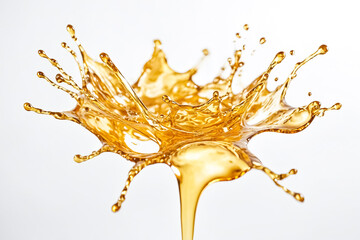 Wall Mural - Golden Liquid Splashing on White Background