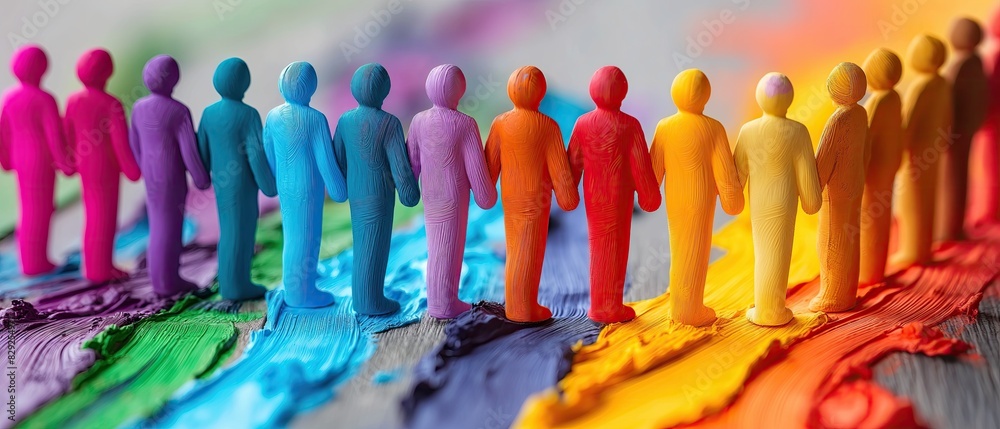 People of all colors holding hands, inclusive business mindset values ...