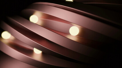 Poster - Glowing balls move in spiral. Design. Glowing balls are rolling in spiral. Glowing 3D balls move along lines of twisted spiral