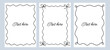 © Mariia - Set wavy frames template with space for text. Hand drawn black frames with cute bow isolated on background. Horizontal square wave border frame card.