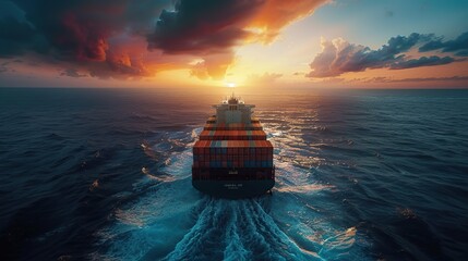 cargo container business ship, global express in the ocean, logistic freight shipping and transportation, container cargo maritime ship. copy space for text.