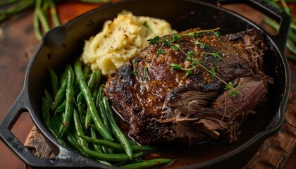 Wall Mural - Pot roast green beans mashed potato