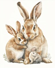 Wall Mural - Rabbit Family Watercolor Illustration