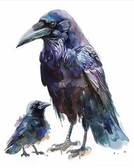 Sticker - Crow and Child Watercolor Illustration