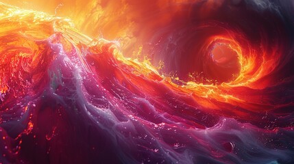 Wall Mural - The energy vortex forms a red bull, vibrant, detailed lines, high detail, high quality, octane render, 3D rendering, taken with a cinematic camera, using portrait with cinematic lighting,Generate AI