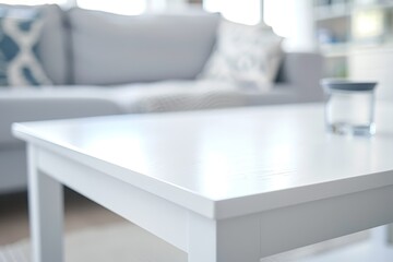 Wall Mural - Simple white coffee table in close up view
