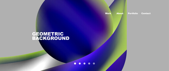 Aufkleber - Bright multicolored geometric abstract shapes. Minimal trendy simplicity concept. Modern overlapping forms