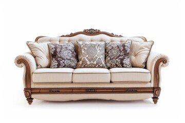 Wall Mural - Sofa set against white background