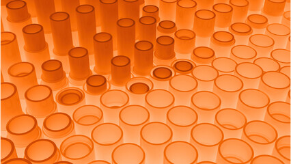  - Structure of tubes moving up and down and displacing like waves. Design. Orange texture of waving 3d tubes.