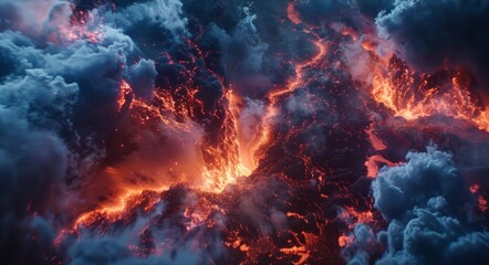 Wall Mural - the violent forces of nature combine creating a fiery and electrifying display in the wake of a volc