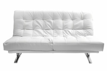 Wall Mural - White leather sofa or foldable bed on white background