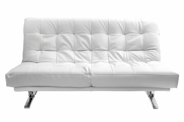 Canvas Print - White leather sofa or foldable bed on white background