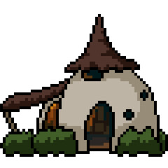 Poster - pixel art of fantasy clay house