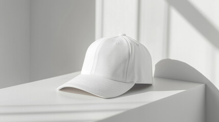 Plain Background Mockup with White Snapback Hat