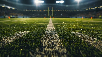 Detailed view of football field grass