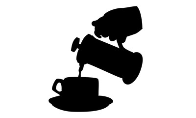 Wall Mural - silhouette of teapot pouring tea into cup