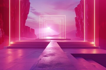 Sticker - abstract with pink colors and bright and calid light 3d render