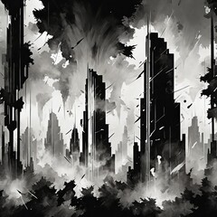 Poster - Abstract Cityscape in Black and White