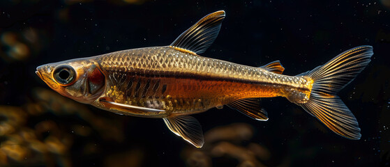 Wall Mural - Close-up of freshwater fish living in the waters of the Amazon, lakes, rivers, and canals.