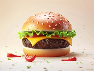 Wall Mural - 3d burger