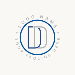 Poster - Logo design graphic concept creative premium vector stock abstract letter initial D or DD line out font parallel. Related to monogram typography brand