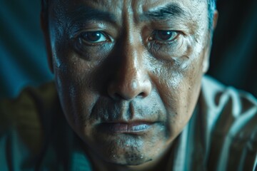 Poster - Mature Asian man serious face portrait