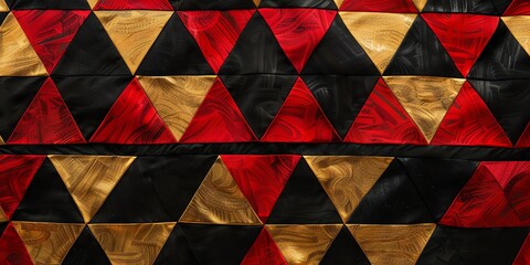 Wall Mural - wallpaer luxury, made from silk, Regular black, gold and red three-dimensional striped background, triangle/rectangle, black background, aspect ratio 2:1